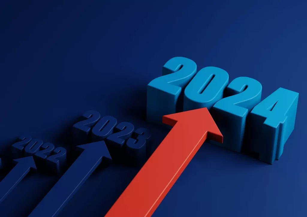 números 2024 em alto relevo